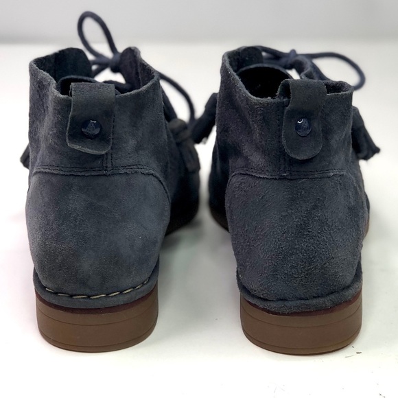 Hush Puppies blue suede chukka ankle boots lace up size 7.5 wide - Picture 3 of 9